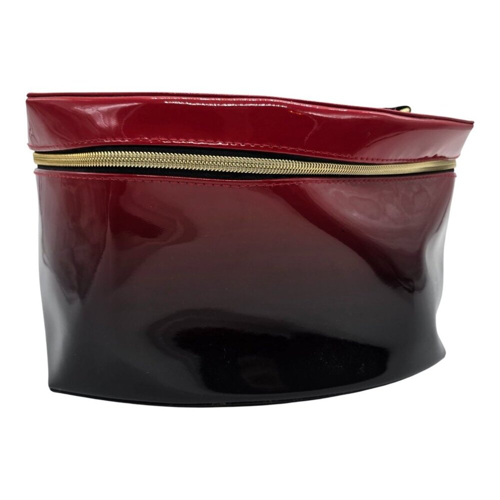 Glossy Red Patent Leather Ombre Cosmetic/Makeup Travel Bag With Gold‎ Zipper